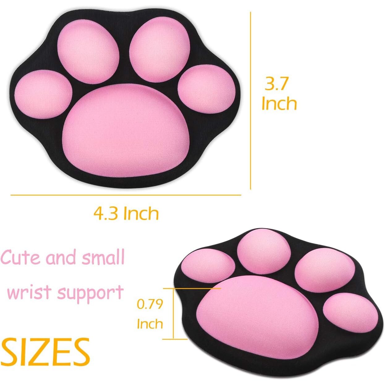 Mouse Pad ergonomic, Textil/Gel, Suport incheietura mainii, Negru/Roz ...