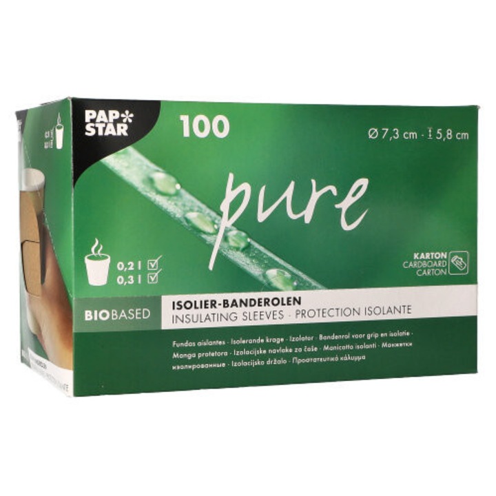 Ambalaj termic pentru cana 250-300 ml, Pap Star, Hartie reciclata, 100 buc