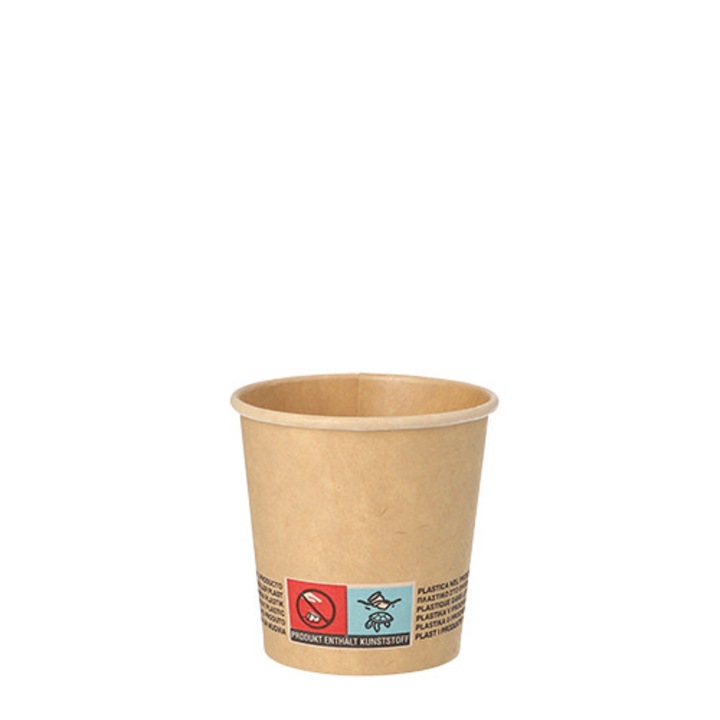 Set 50 pahare de unica folosinta pentru cafea/ceai, Pap Star, Hartie, 100 ml, Maro
