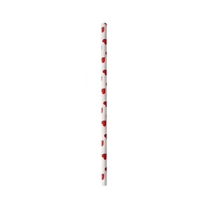 Set 100 paie de hartie ecologica, Pap Star, Inima 6x200 mm, Alb/Rosu