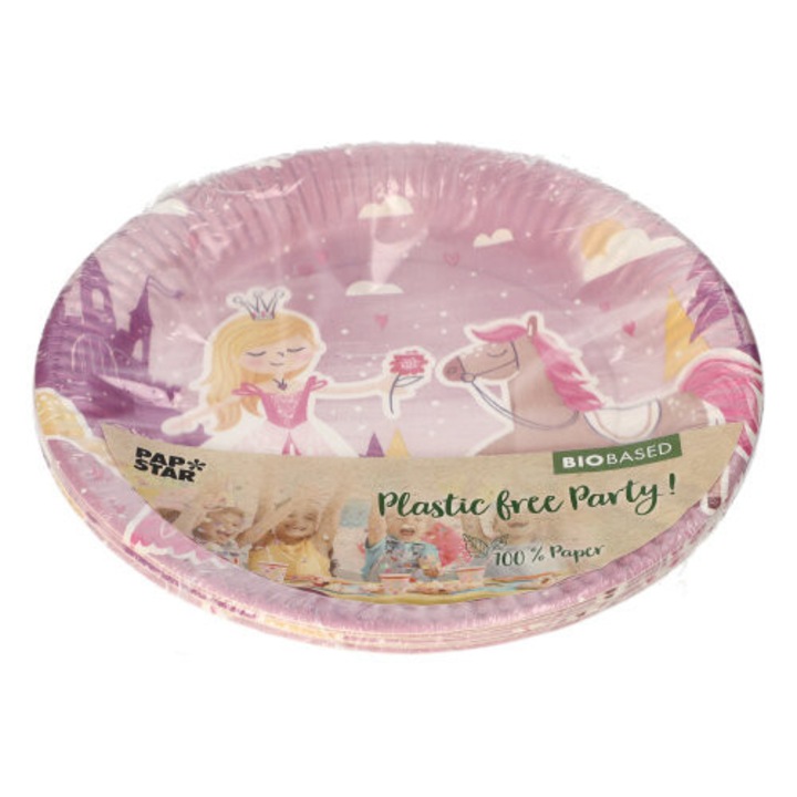 Set 10 farfurii unica folosinta, Pap Star, Hartie, 23 cm, Multicolor