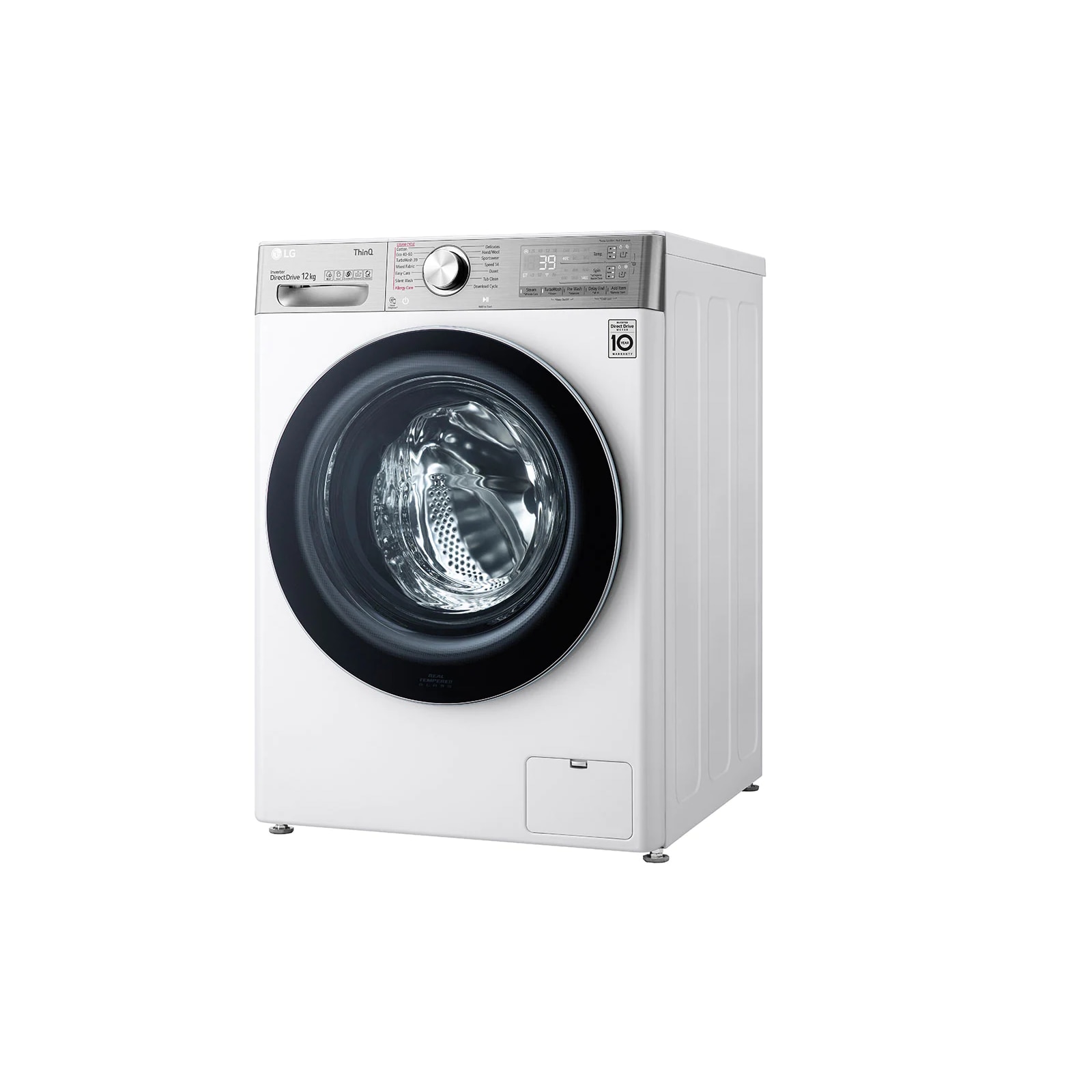 Masina de spalat rufe frontala LG F4WV912AT, AI DD™, Abur, Dozator spalare, 1400 rpm, 12 kg, alb