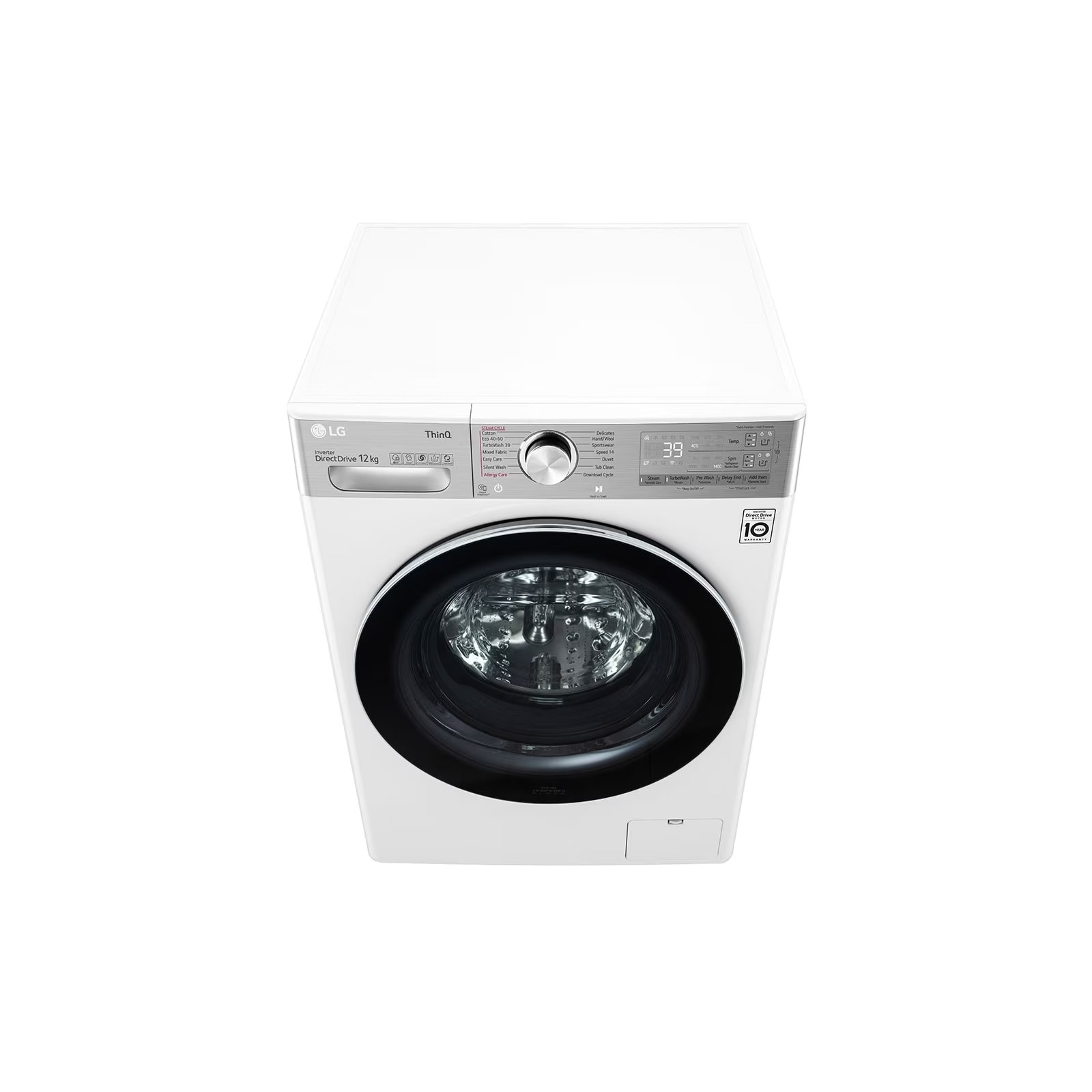 Masina de spalat rufe frontala LG F4WV912AT, AI DD™, Abur, Dozator spalare, 1400 rpm, 12 kg, alb