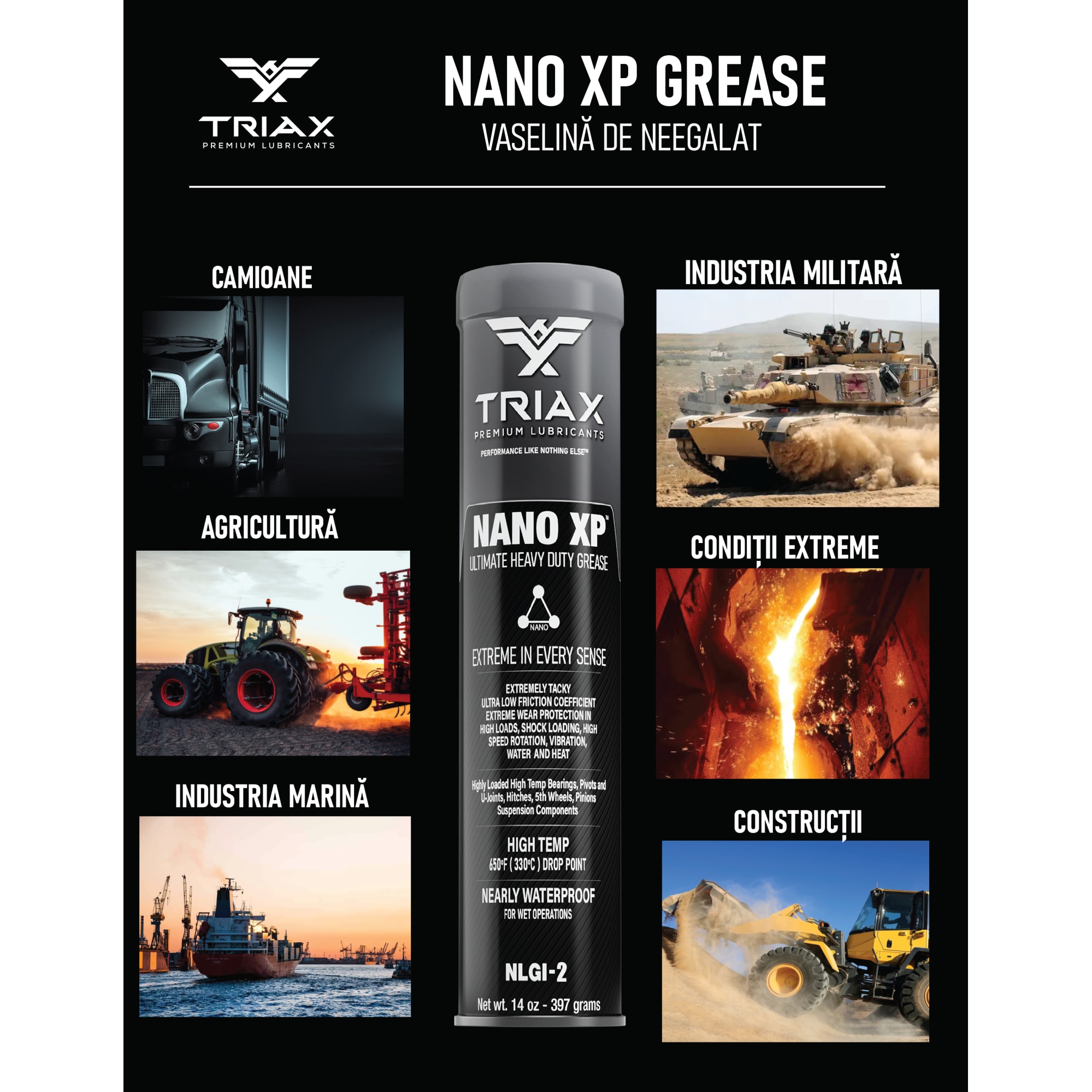 Vaselina Heavy Duty pentru conditii extreme TRIAX Nano XP, 4kg (10 x 400gr tuburi) - eMAG.ro
