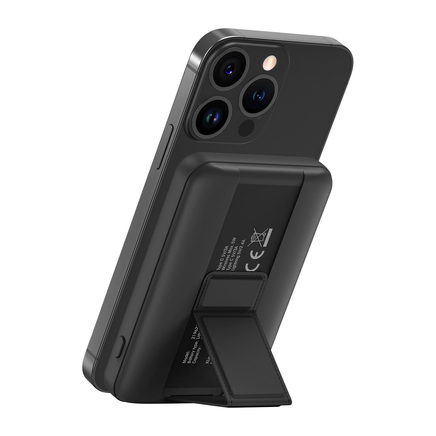 Външна батерия 5000mAh XLayer MagFix Pro 2в1 плюс стойка, съвместима с MagSafe, черна eMAG.bg