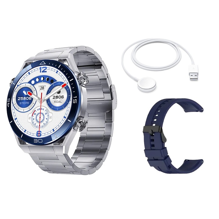 SmartWatch LikeSmart​​ ISP OneWatch Ultra, 1,5" IPS Retina дисплей, Bluetooth повикване, GPS, Оксиметър, Известия за обаждания/социални мрежи, Мониторинг на сърдечна честота/кръвно налягане, One Ultra Blue