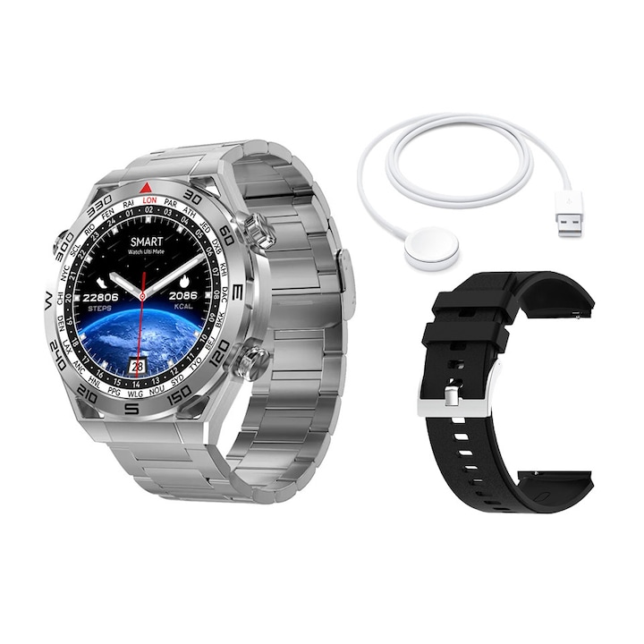 SmartWatch ISP LikeSmart, OneWatch Ultra, 1.5" IPS Retina дисплей, Bluetooth повикване, GPS проследяване, Оксиметър, Известия за обаждания и социални мрежи, Мониторинг на сърдечната честота и кръвното налягане
