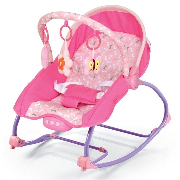 Balansoar muzical cu vibratii 2 in 1 BR212 roz Baby Mix
