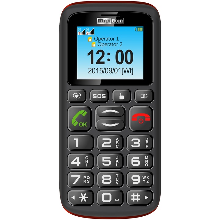 MaxCom Comfort MM428 mobiltelefon, Kártyafüggetlen, Dual Sim, Fekete