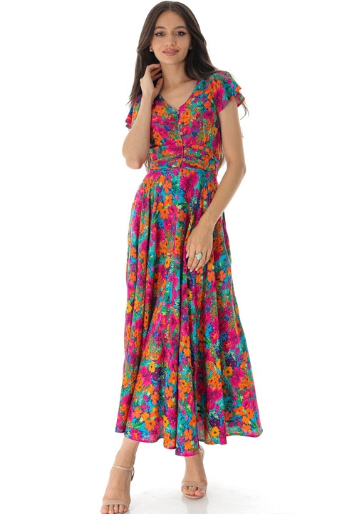 Макси рокля на цветя Roh Dr4548 от вискоза с джобове
