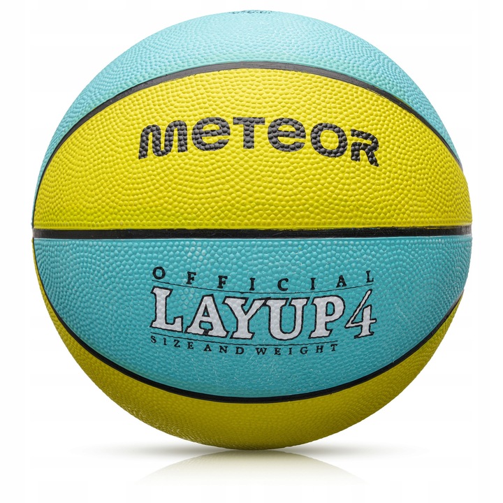Minge Baschet, Meteor, Layup 4, Rezistenta La Uzura, Suprafata Antiderapanta, Ideala Pentru Sala Si Afara, Prindere Precisa Si Rebound Bun, Design Dinamic, Galben-Albastru