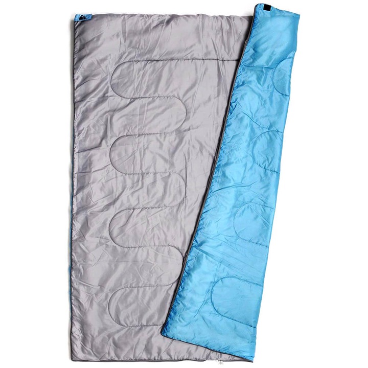 Sac De Dormit, Meteor, Dreamer, Material, Poliester 190T, Captuseala, Micro Poliester Moale 190T, Umplutura, Fibra De Poliester Hollow 200 G/M2, Fermuar, Stang, 190 cm x 75 cm, Albastru-Gri