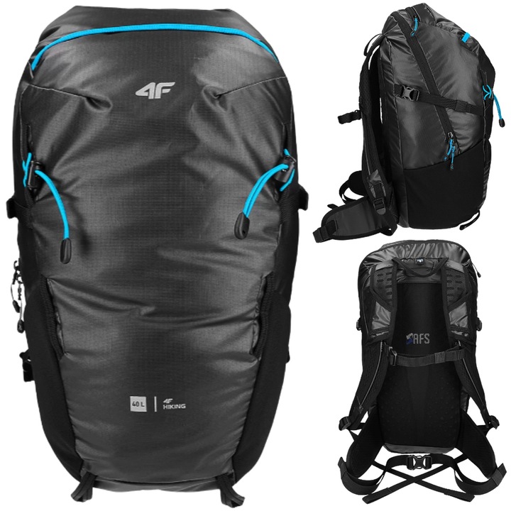 Rucsac drumetii, 4F, Poliester, 50x24x16 cm, Negru, 40l