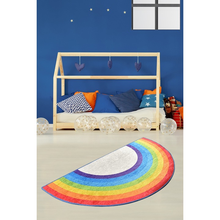 Asi Home Rainbow Килим за детска стая, 85 x 160 см, кадифе, полиестер, многоцветен
