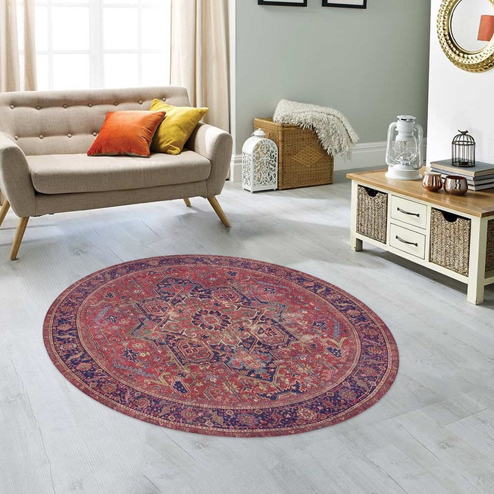 Килим Asi Home Blues Chenille Claret, 150 см, полиестер, многоцветен