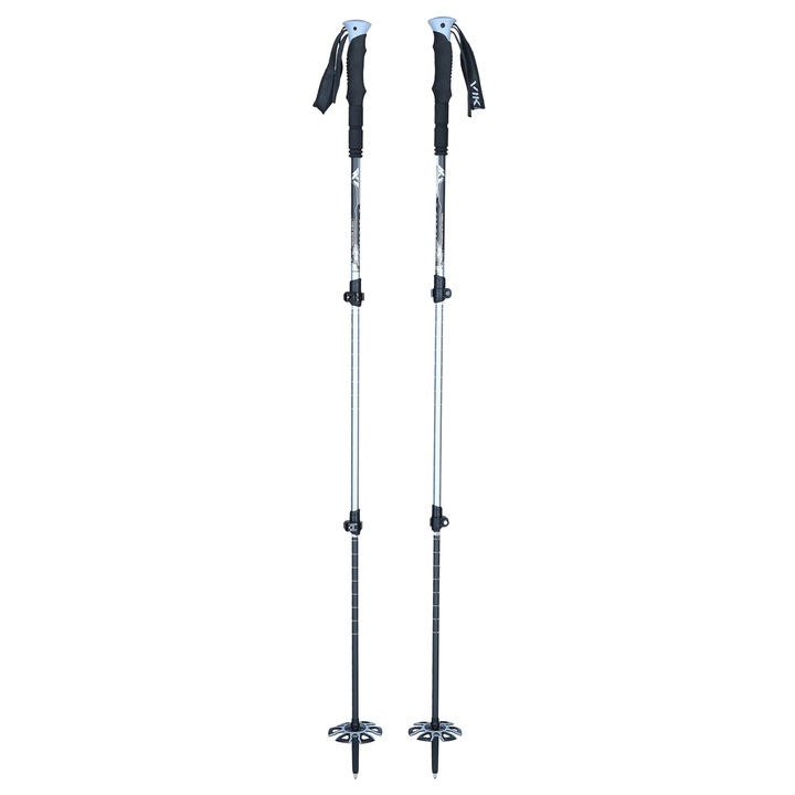Bete trekking ajustabile, Viking, Carbon, 135 cm, Negru/Albastru