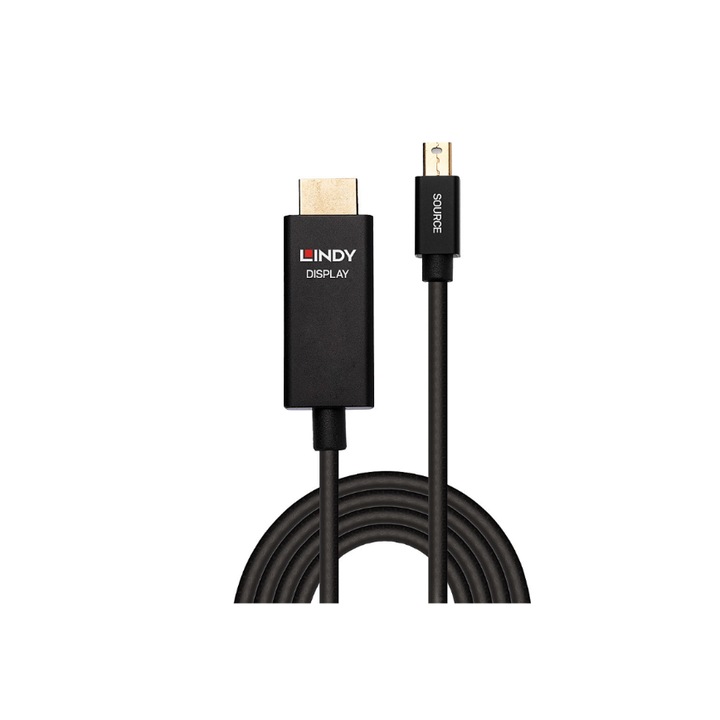 Кабел Lindy LY-40921, DisplayPort - HDMI, 1m, черен