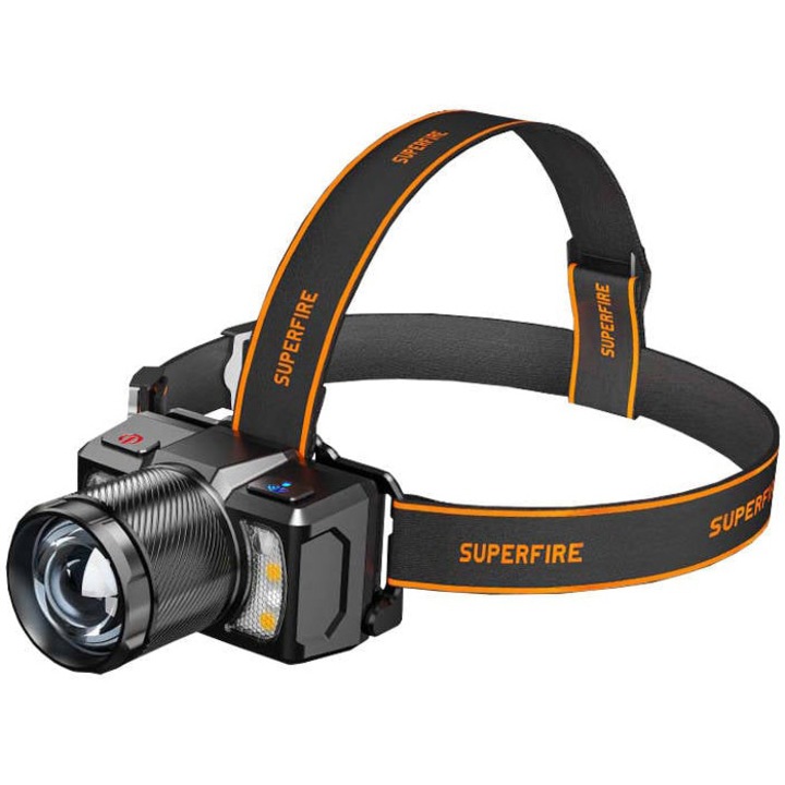 LED фенер Superfire HL25, Сензор за движение, 15W, 700 lm, 1200 mAh, Червена светлина, 8 режима на светене, IP43