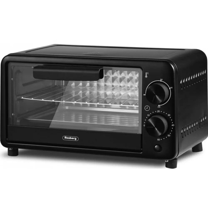 Mini cuptor electric Rosberg R51441C, 800 W, 9 L, 100-230C, Accesorii, Negru