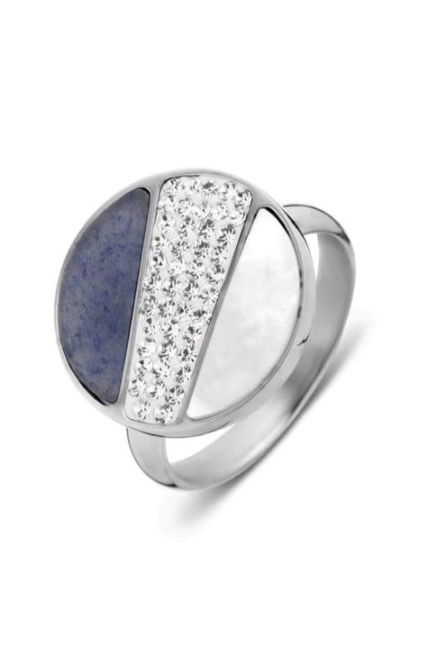 Inel de argint Victoria cu model de piatra jumatate de culoare