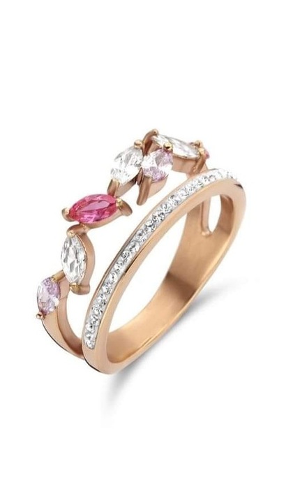 Trandafir inel de piatra de culoare auriu roz Victoria