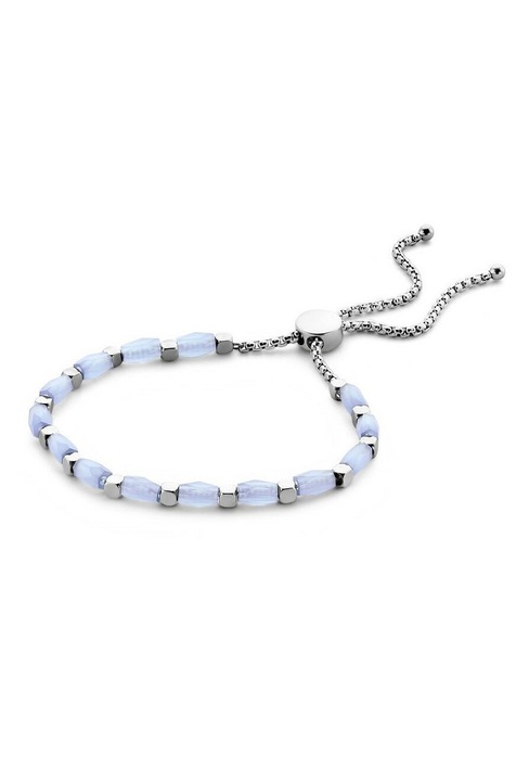 Bratara de perle albastre de culoare argintie Victoria