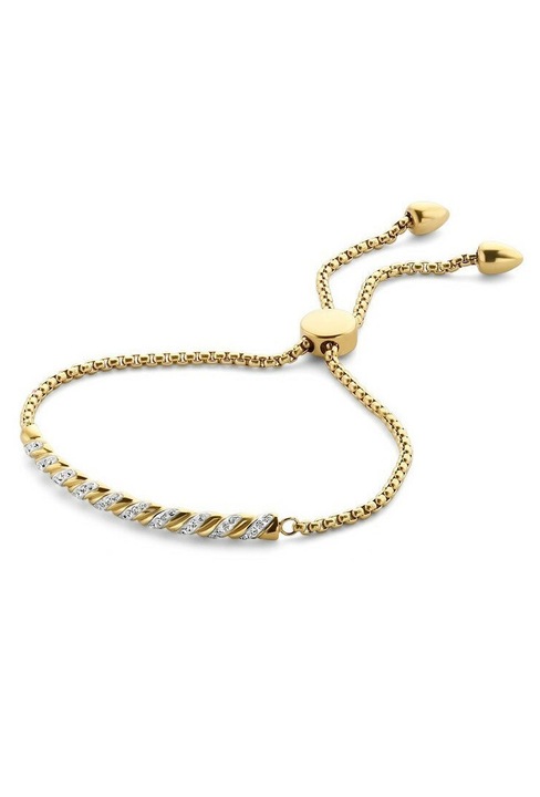 Bratara Victoria cu piatra alba de culoare aurie lucioasa