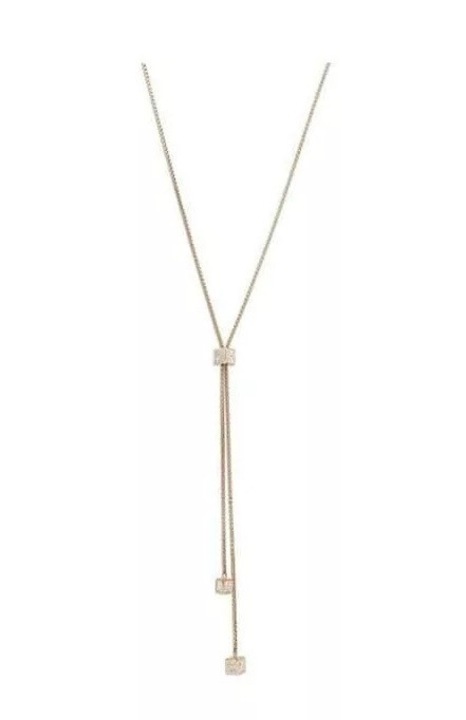 Victoria Rose gold színű fehér köves kocka nyaklánc