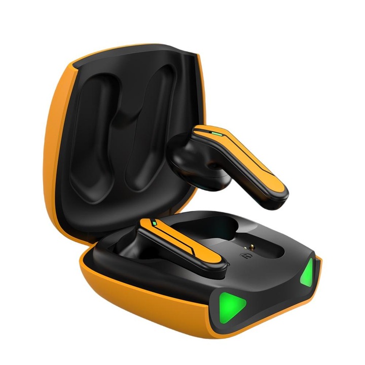 Безжични слушалки X2 Pro, Kumi, Bluetooth 5.1, Водоустойчиви, Оранжеви