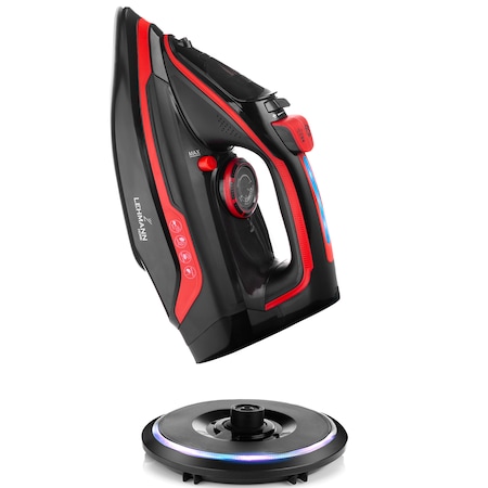Fier de calcat fara fir cu abur Lehmann Pargo, talpa ceramica, putere 3000W, rezervor de apa de 320 ml, Lumina de fundal cu LED-uri
