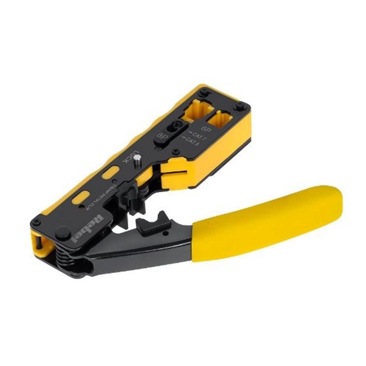 Clesti de sertizare REBEL RB-1006, cablu internet, RJ45, 6 pini, 8 pini