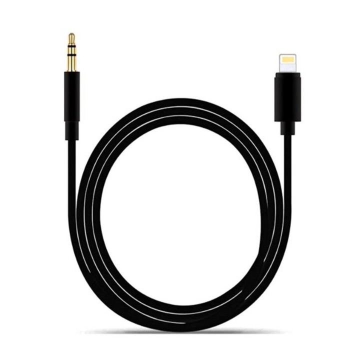 Audiokábel zenéhez DE-42ia, iPhone, Apple Lightning(m)/3.5mm JACK(m), fekete, 1m