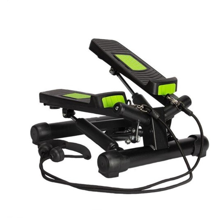 Мини степер VirtuFit ST10 2 в 1, Еластични въжета за тренировка на ръце, Вграден компютър, Съпротивителни кабели, Хидравлични амортисьори, Максимално тегло на потребителя 100 кг