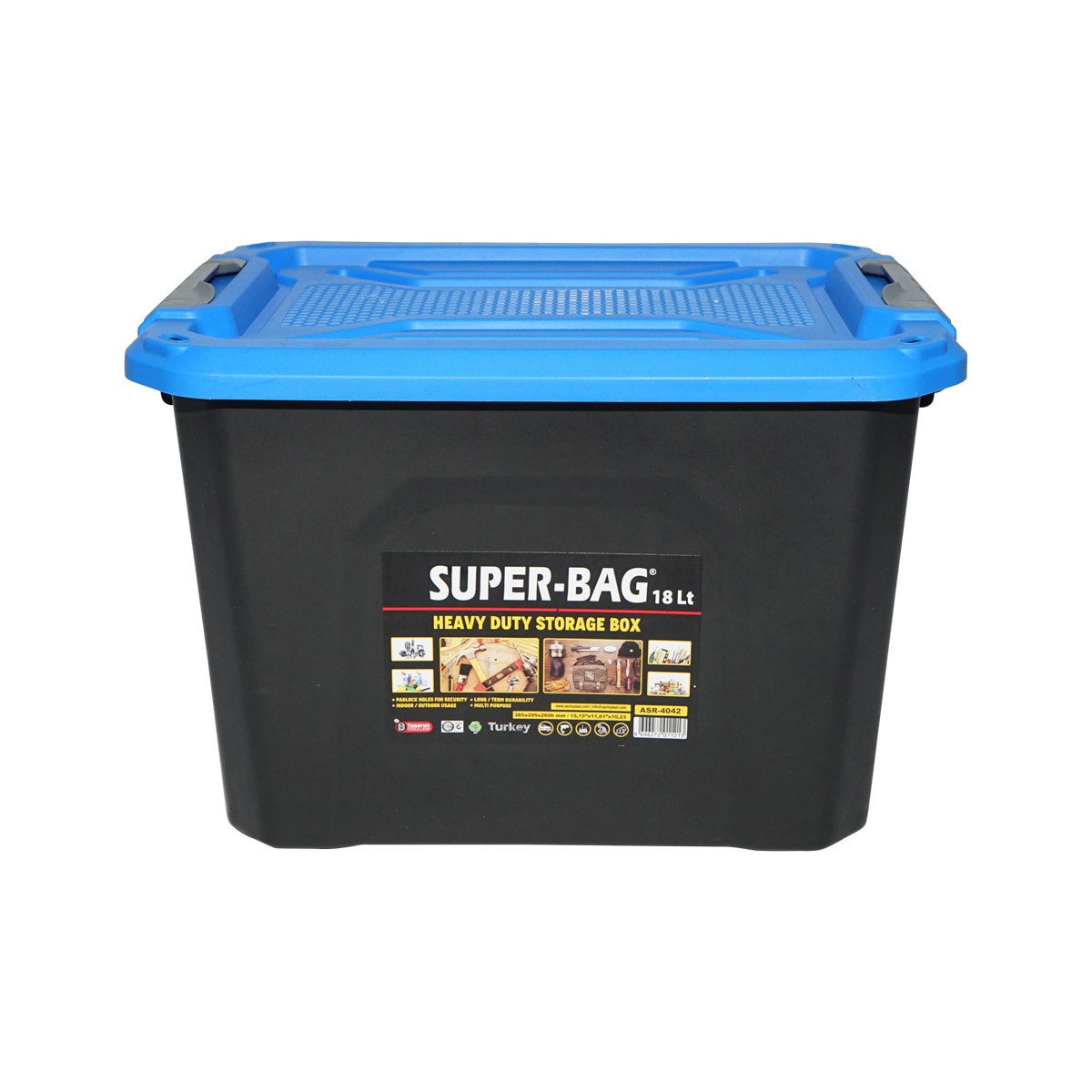 Cutie lada depozitare heavy duty 18L cu capac, albastra