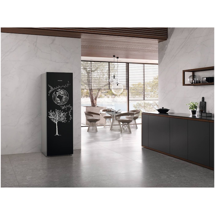 Congelator Miele FNS 4782 E B, 278 l, Clasa E, NoFrost, XXL box, SuperFreeze, SoftClose, Miele@home, H 185.5 cm, BlackBoard
