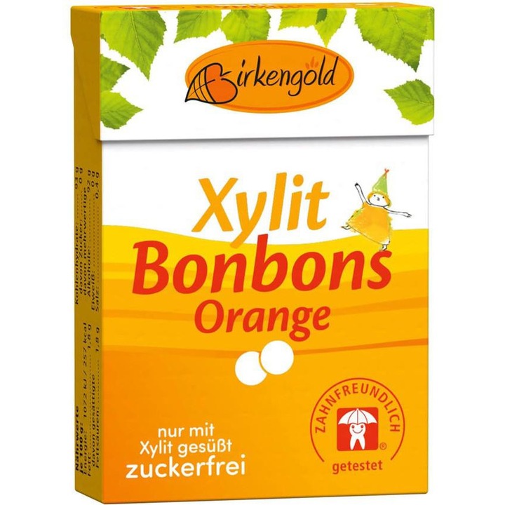 Bomboane cu Xylitol si Portocale 30 grame Birkengold