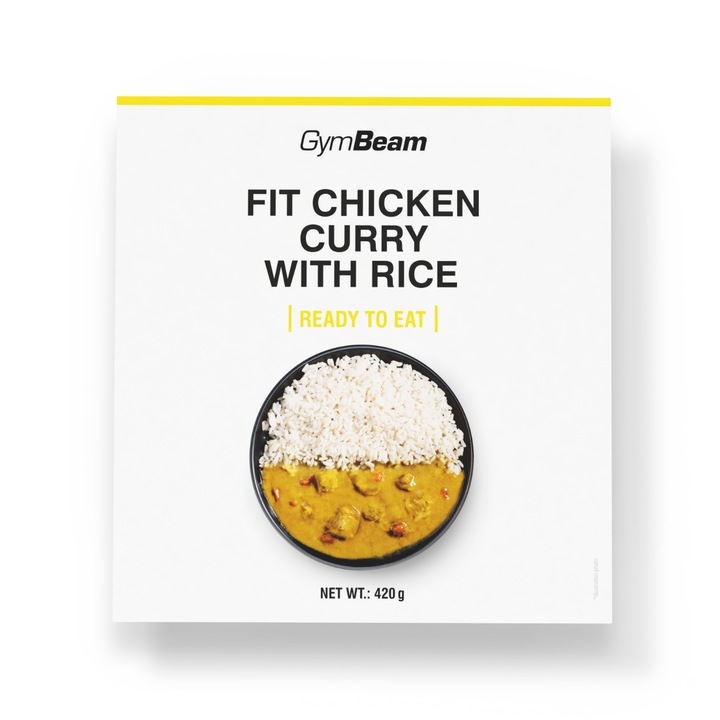 FIT Pui curry cu orez Ready to eat, GymBeam, 420 g