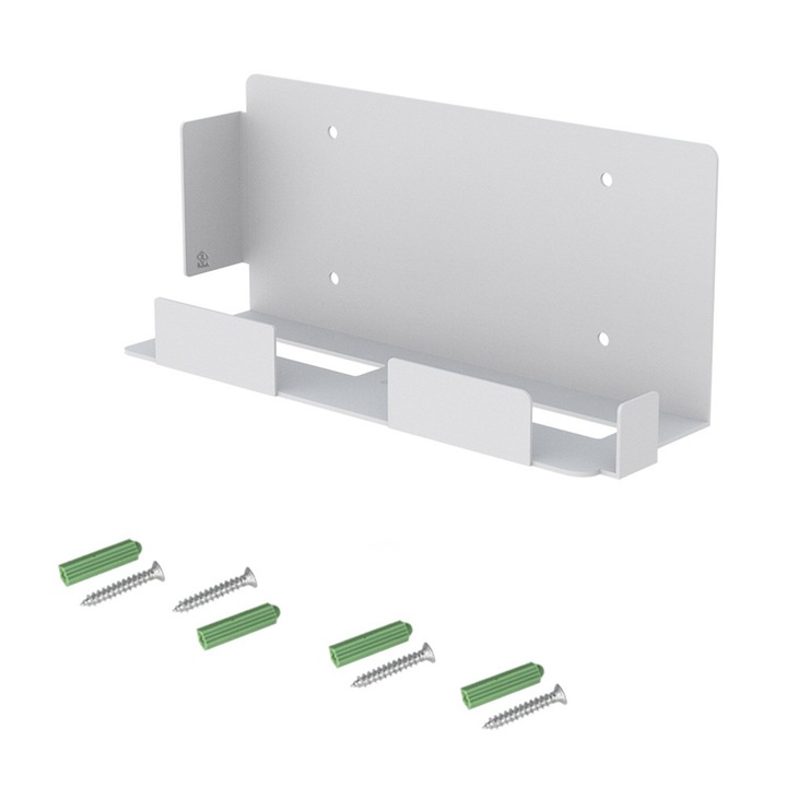 Suport de perete compatibil PlayStation 5, Zola®, dimensiune interioara 25.5x10 cm, metalic, alb