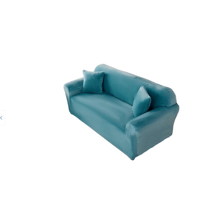 Husa canapea din catifea, pentru 2 persoane, (M) 140-180cm, Turcoaz