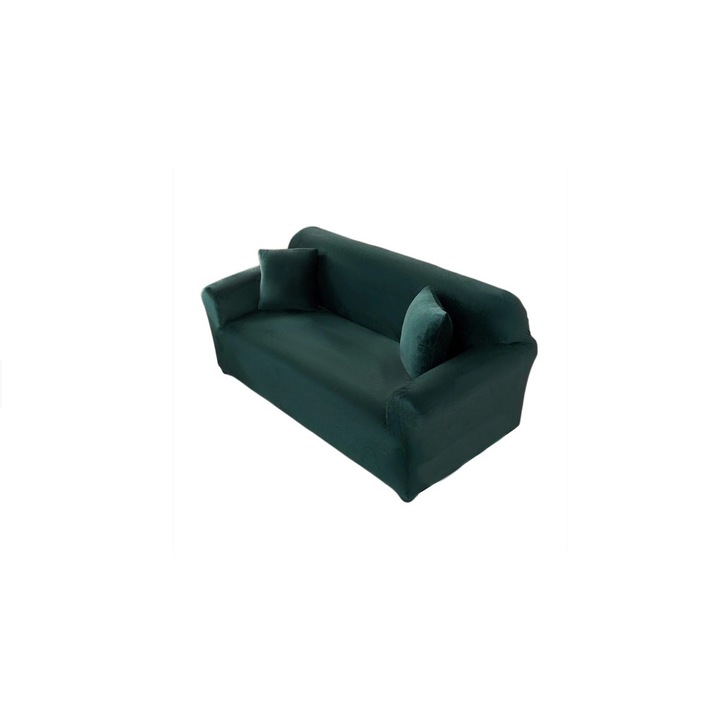 Husa canapea din catifea, pentru 2 persoane, (M) 140-180cm, Verde