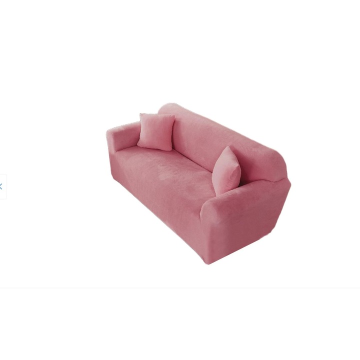 Husa canapea din catifea, pentru 2 persoane, (M) 140-180cm, Roz