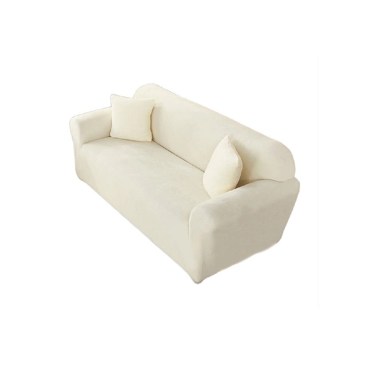 Husa canapea din catifea, pentru 2 persoane, (M) 140-180cm, Crem