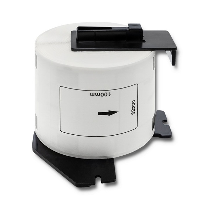 Qoltec szalag Brother DK-11202, 62mm x 100mm, 300 címke, Fehér / fekete nyomtatás, Tekercs tartóval