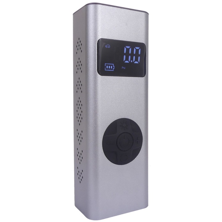 Pompa Aer Multifunctionala Smart Electrica, Accesorii incluse, Umflare rapida, Oprire automata, Utilizare pentru Anvelopa Masina, Motocicleta, Bicicleta, Minge, Presiune 150 PSI, Neagru