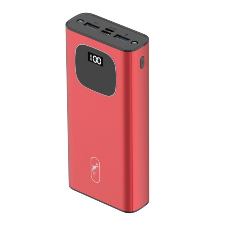 Külső akkumulátor SkyDolphin SP31, 20000mAh, LED, MicroUSB, Type-C, Lightning, piros