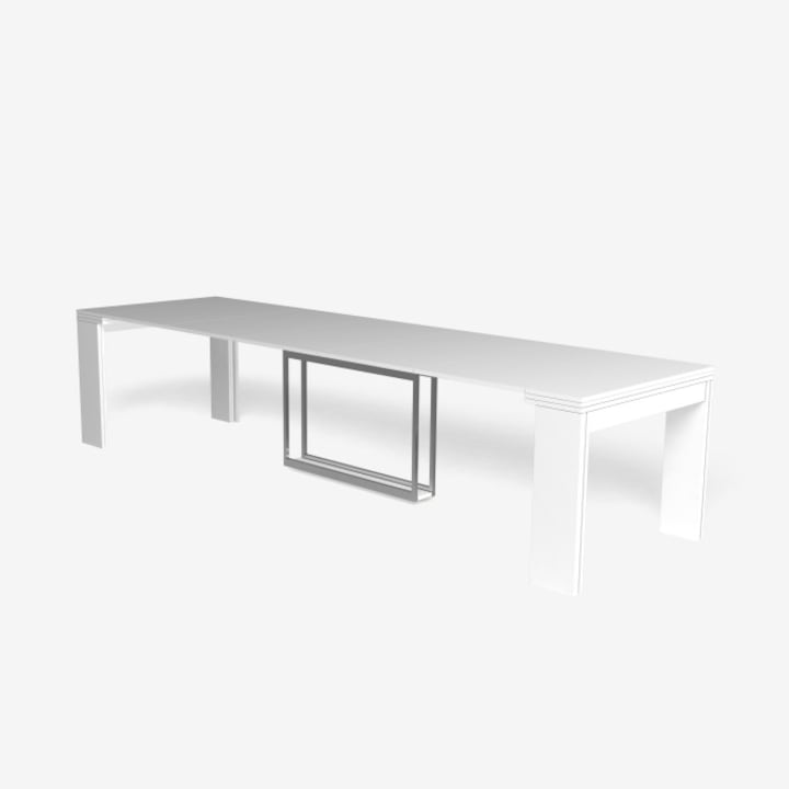 Lapos konzol 6 az 1-ben kihúzható asztal, maximális kapacitás 14 fő, 3250 mm-ig, MAT WHITE PAL, 92x50 cm
