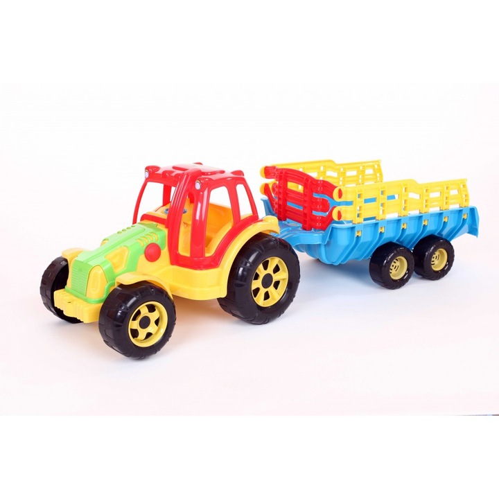 Tractor cu remorca multicolor 74 cm x 26 cm x 23 cm