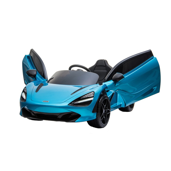 Masinuta Electrica McLaren 720S, Licentiata, Roti Spuma EVA, Scaun Piele, 90W, 12V, Albastru Marin