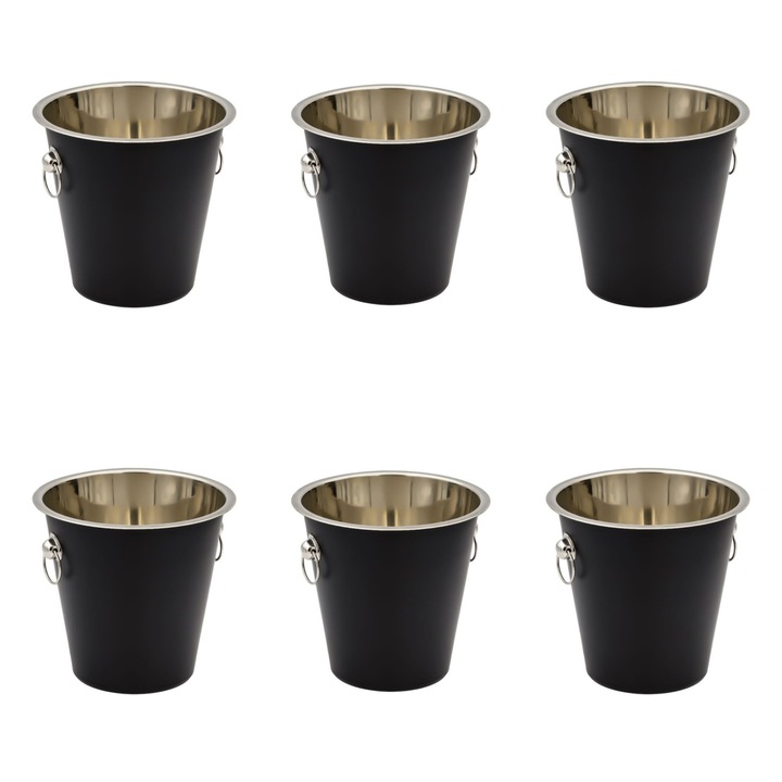 Set 6 frapiere pentru gheata, cu manere inele, din metal, negru, 22.5x21cm