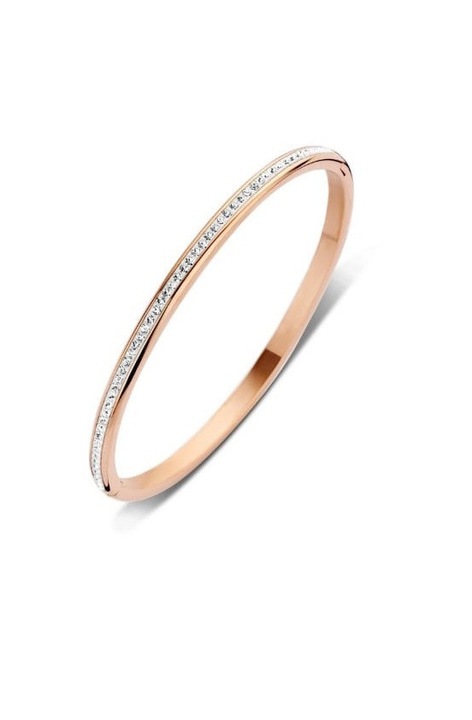 Bratara rotunda din piatra alba de culoare auriu roz Victoria